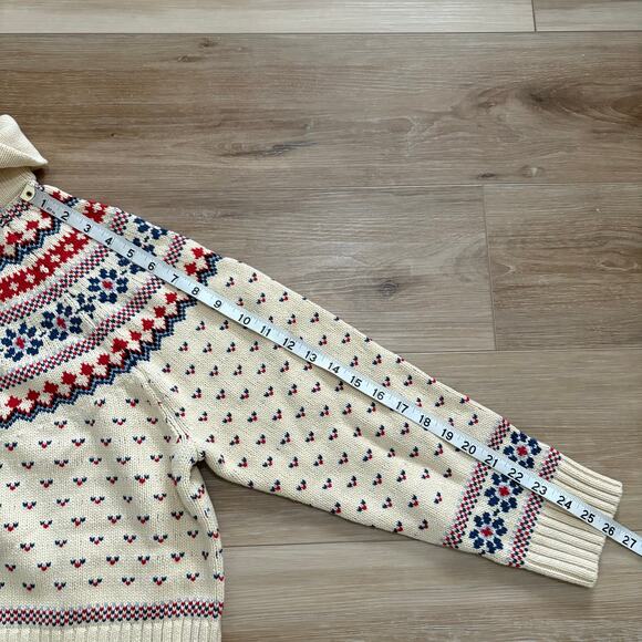 THE GREAT Mini Collar Cardigan Cream Floral Fairisle 2 - Picture 6 of 11